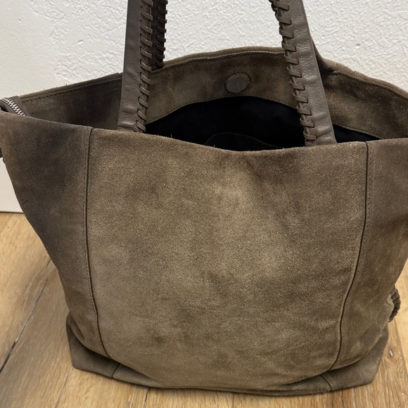All Saints Fleur De Lis East West Tote Bag grey/brown cow leather - Picture 4 of 13